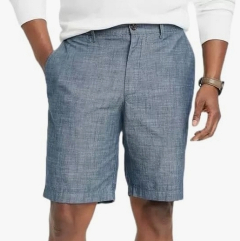 NWT Goodfellow Men's Flat Front Chambray Blue Shorts 10" Inseam 54/56/58/60